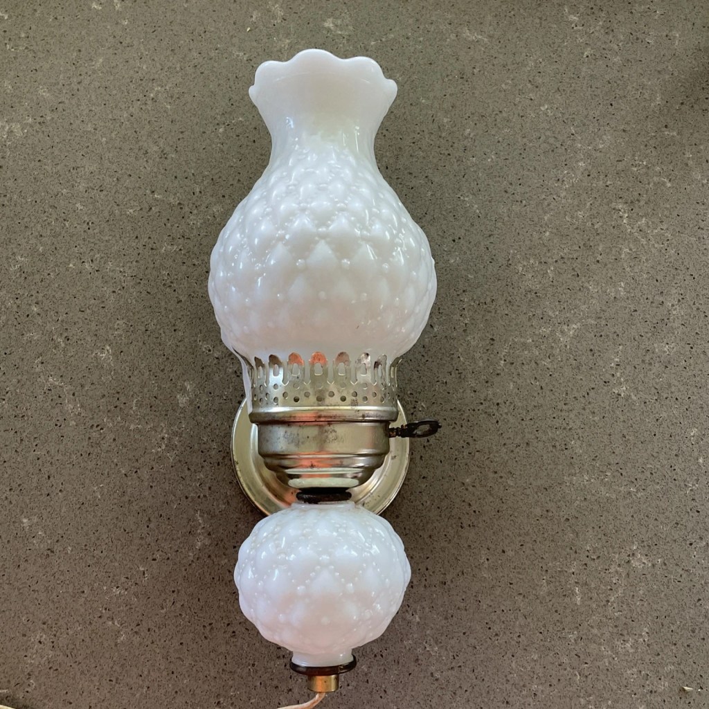 Antiques Milk Glass Swivel Wall Lamp Two Prong Outlet