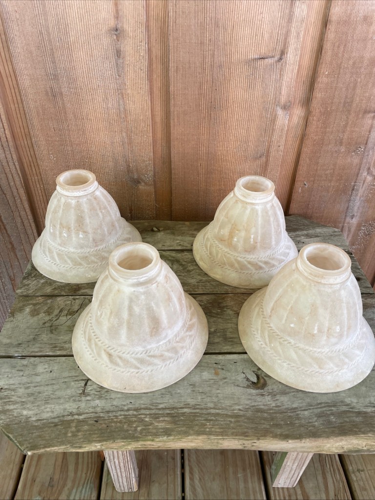 Set of 4 Vintage Sandstone Textured Bell Chandelier Sconce Lamp Shades 5"