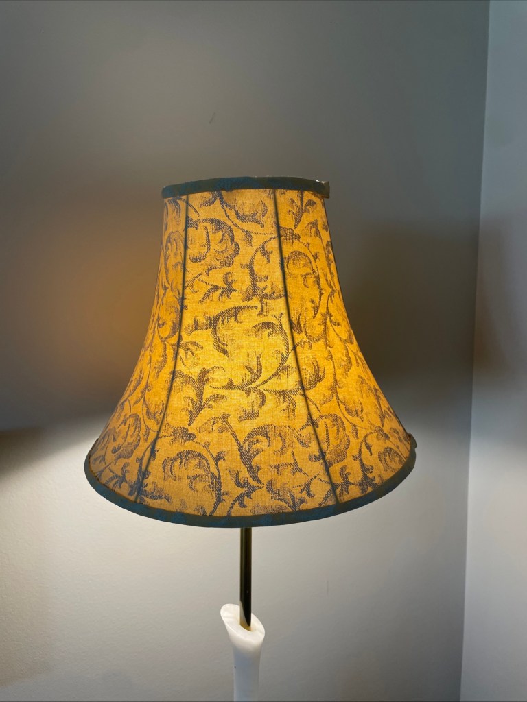 Victorian Art Deco Boho Style Floor Lamp Shade Yellow Silver Florals 13”