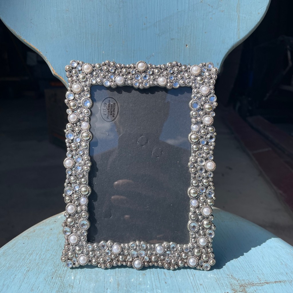 Ornate Bejeweled Photo Frame Crystal Rhinestones 4x6 Picture Frame Silver Tone