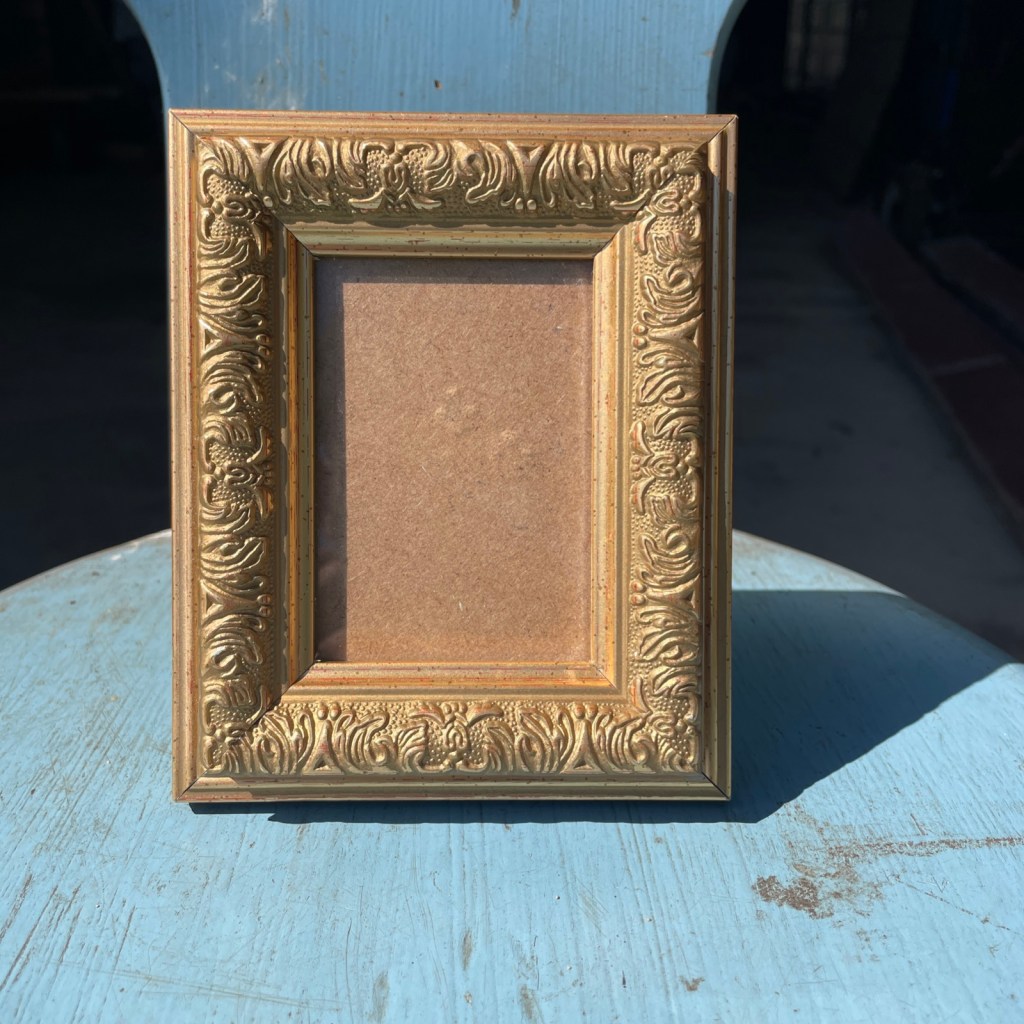 Vintage Gold Gilded Picture Frame 1.5x2.5” Ornate Victorian Scroll