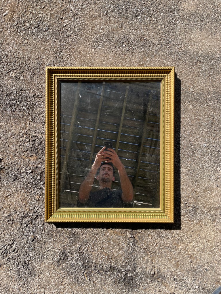 Vintage Gold Gilded Mirror 20x24” Art Deco Hollywood Regency MCM