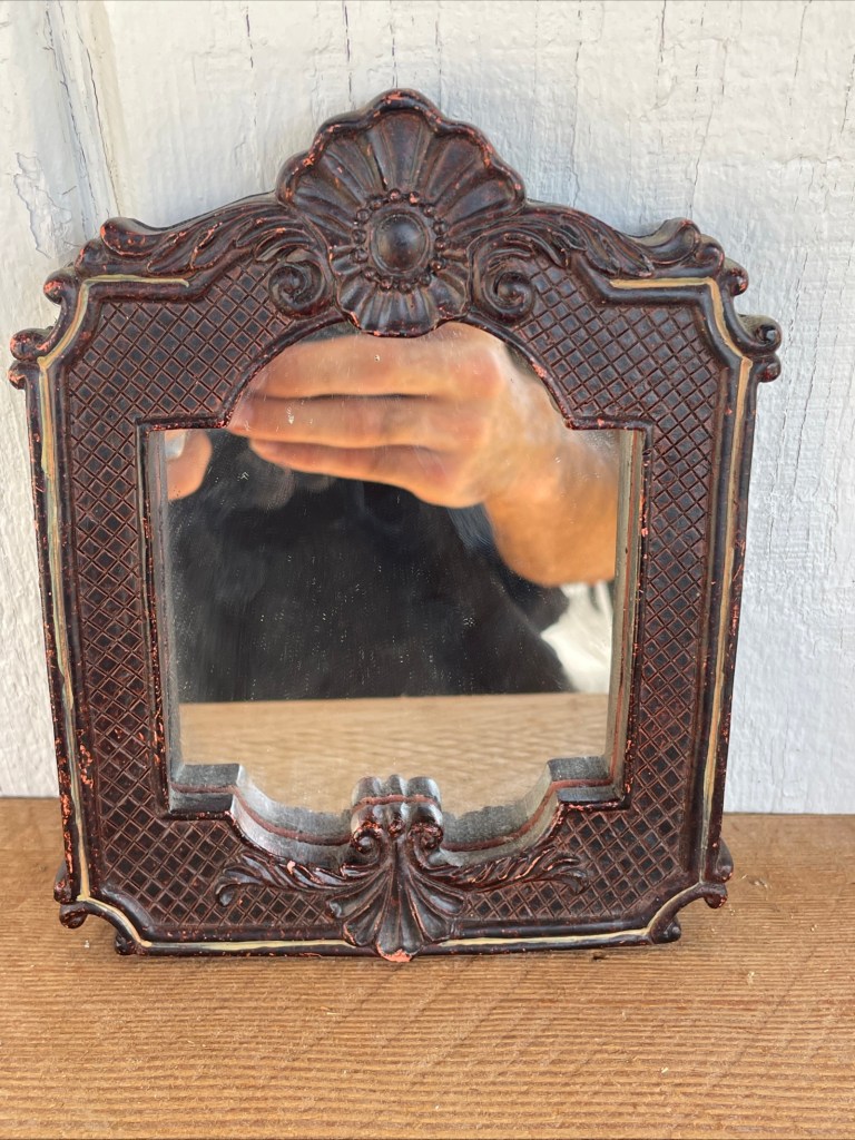 2 Vintage Decorative Accent Mirror Ornate Victorian Scroll 5x6”