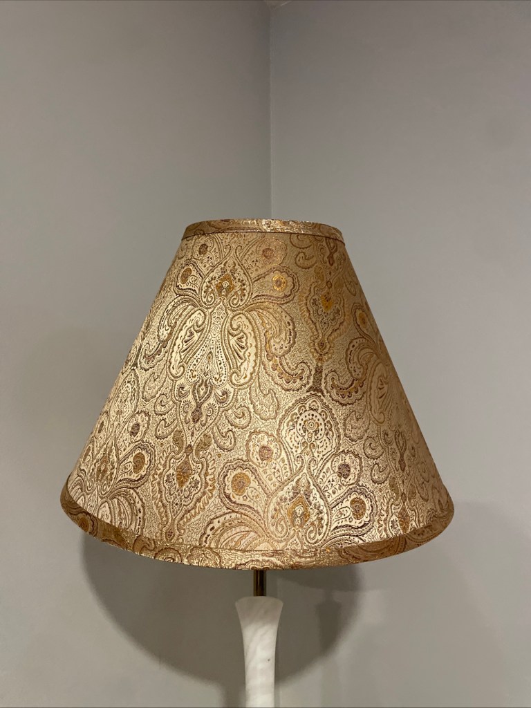 Vintage Red Gold Floral Fabric Pleated Lamp Shade 11x16”